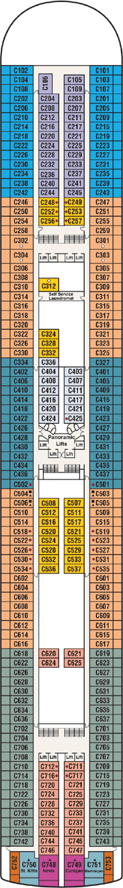 Caribbean Princess Deck plan & cabin plan from 06/04/2017 until 05/02/2018