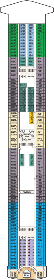 Caribbean Princess Deck plan & cabin plan from 06/04/2017 until 05/02/2018