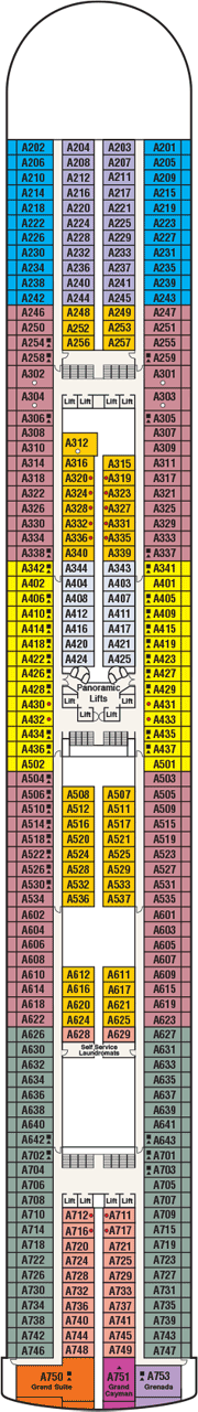 Caribbean Princess Deck plan & cabin plan from 06/12/2016 until 05/04/2017