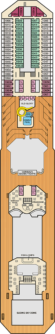 Carnival Glory Deck plan & cabin plan