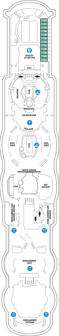 Jewel of the Seas Deck plan & cabin plan from 23/04/2017 until 18/11/2017