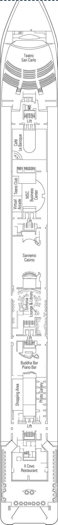 MSC Sinfonia Deck plan & cabin plan from 08/04/2016 until 26/04/2019