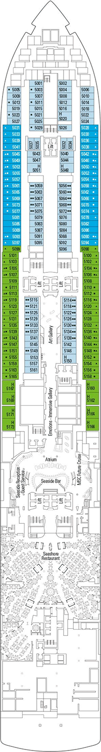 MSC Seaside Deck plan & cabin plan
