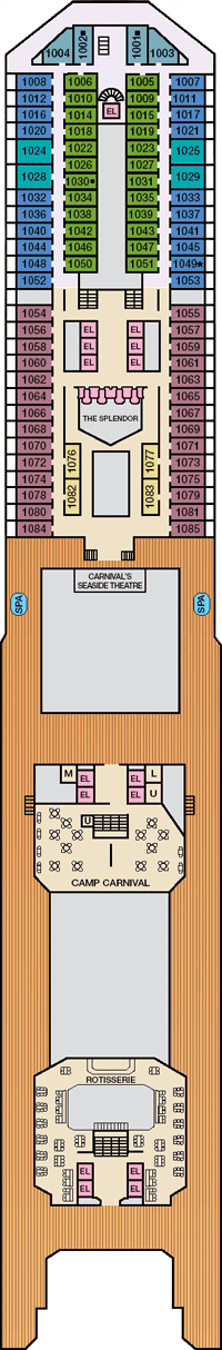 Carnival Splendor Deck plan & cabin plan from 29/04/2016 until 10/05/2019